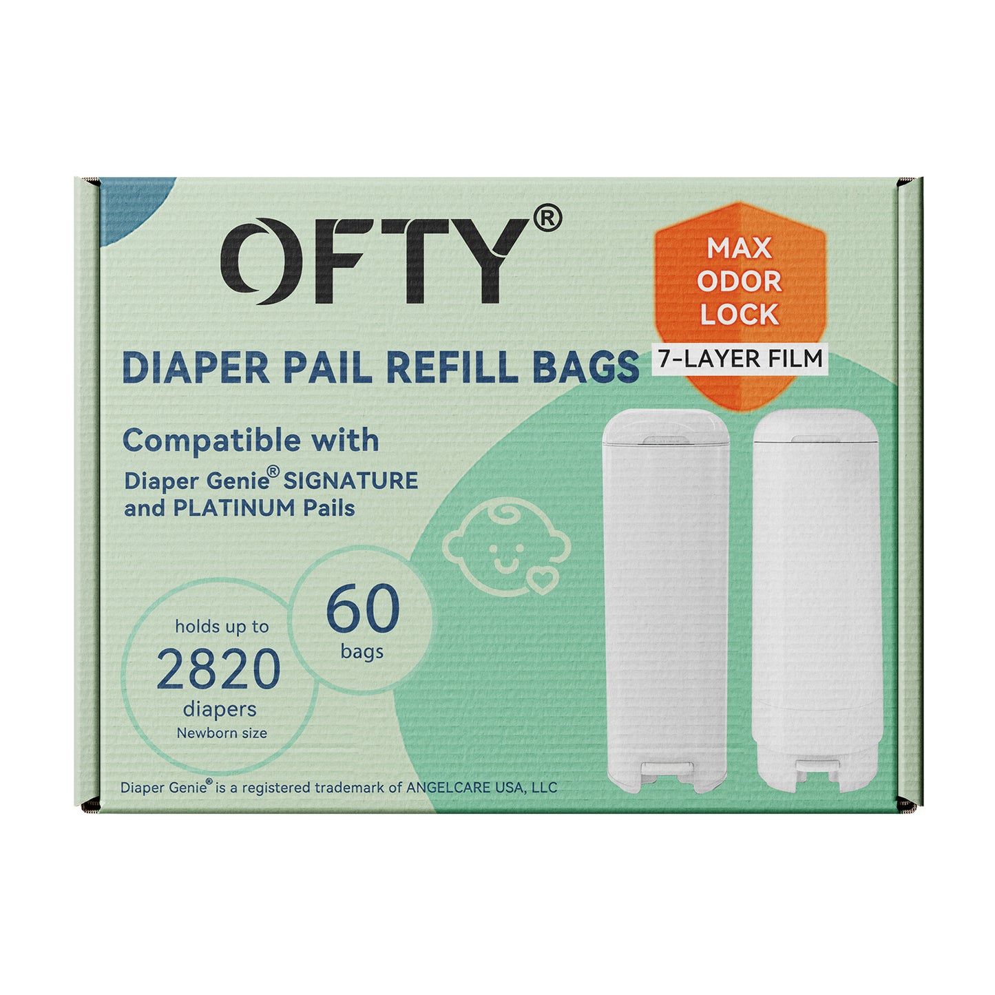 OFTY Diaper Genie Easy Roll Refill Bags, Holds Up to 2820 Newborn Diaper for 16 Months