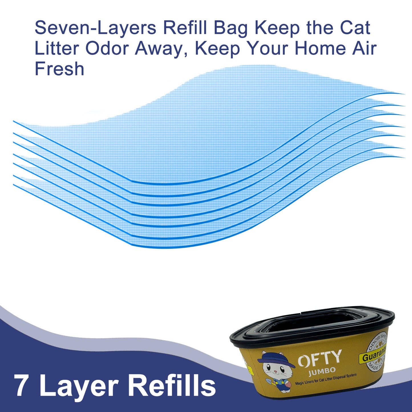 OFTY Litter Genie Jumbo Refill Bags  | High-Efficiency Cat Litter Odor Control | 4-Pack